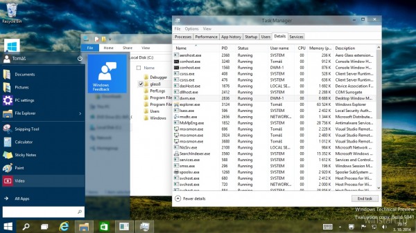 Для Windows 10 также возможна реализация прозрачности Aero
